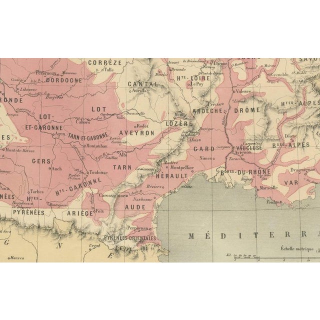 Antique Map of France with Wine, Cider and Beer Regions, Vienna, 1873 For Sale - Image 6 of 12
