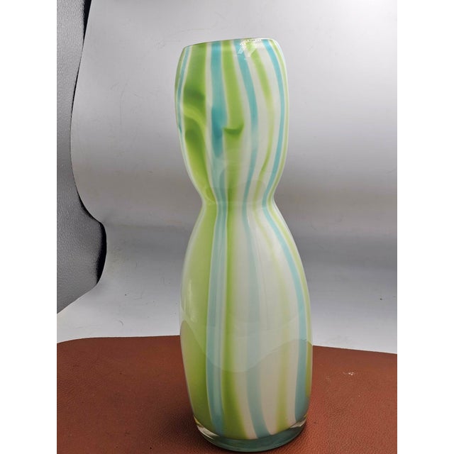 Green, Blue and White Murano Glass Vase, 1970s For Sale - Image 6 of 8