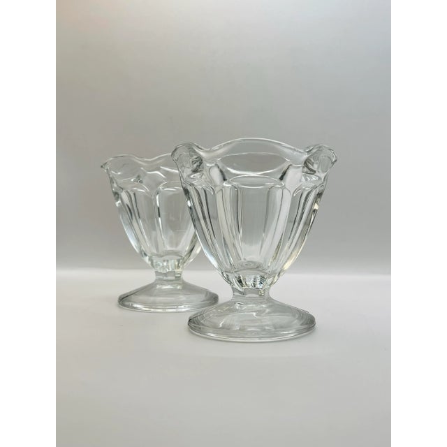 A pair of vintage short hexagonal glasses with a ruffle top usually used for ice creams or other special desserts. Ships...