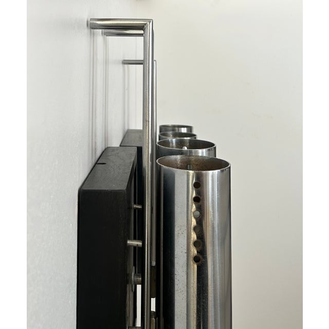 Vintage Wall Lights in Chromed Metal and Blackened Oak, France, 1970, Set of 2 For Sale - Image 10 of 11