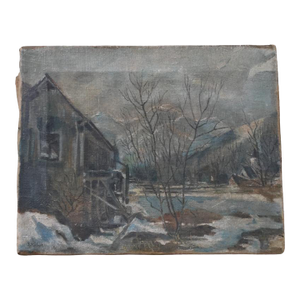 20th Century French Winter River Painting