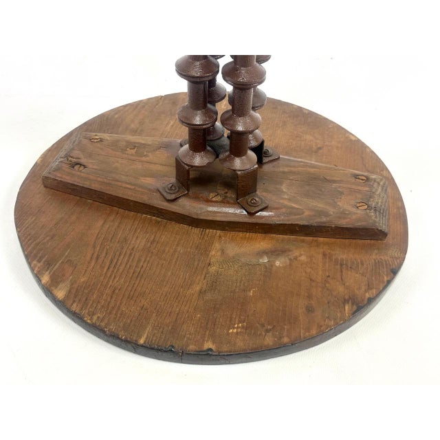 Antique Victorian Folk Art Wood Spool Side Table For Sale - Image 13 of 18