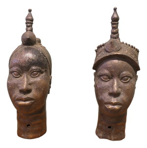 Benin Heads Lost-Wax Casting, 1950, Bronze, Set of 2