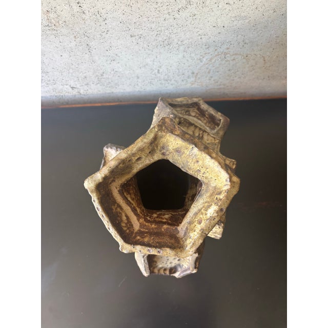 Gray Vintage Mid-Century Brutalist American Studio Pottery Sculptural Vase For Sale - Image 8 of 10