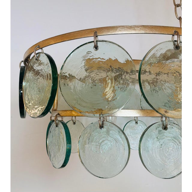 Modern Currey & Company Modern Glass Disc Settat Chandelier For Sale - Image 3 of 6