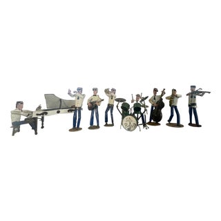 Vintage Jazz Band Figurines in Hand-Wrought Iron, 1950s, Set of 10 For Sale