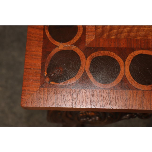 Antique Georgian Style Carved Console Table With Inlaid Wood Top For Sale - Image 11 of 13