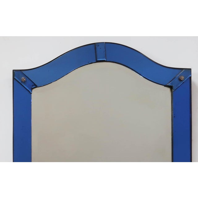 Vintage Art Deco Cobalt Blue Glass Framed Bevelled Mirror, 1930 For Sale - Image 3 of 9