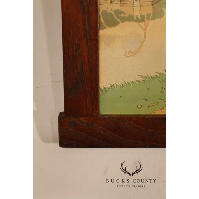 Henri Cassiers Dutch Village Scene Print in Arts & Crafts Oak Frame For Sale - Image 13 of 17