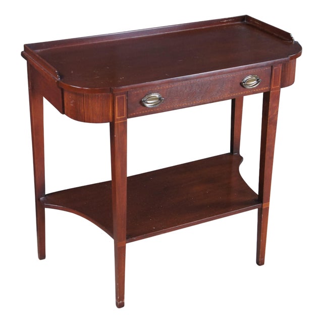 Mid 20th Century Mersman English Regency Style Mahogany Inlaid Console Entry Table For Sale