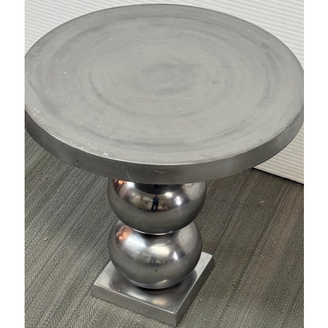 Sculptural Stacked-Sphere Metal Pedestal Side Table For Sale - Image 4 of 12