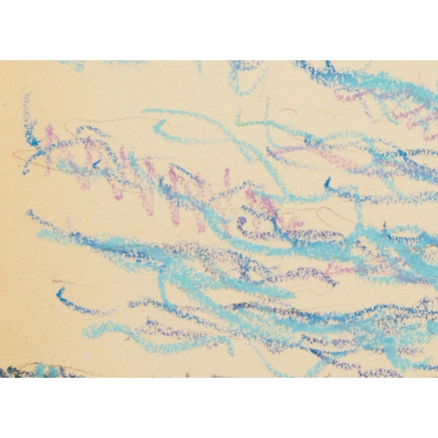 Mid-Century Swedish Folk Art Oil Pastel Drawing of Stockholm City Hall in Sky Blue, Pink, Purple, Teal, Green For Sale - Image 13 of 18