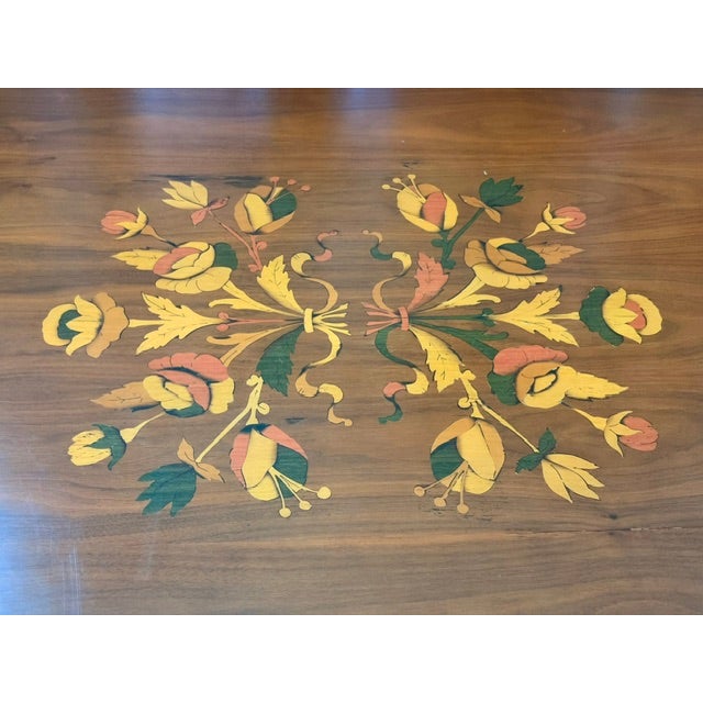 Mid 20th Century Vintage Italian Provincial Baroque-Style Floral Marquetry Dining Table and 8 Chairs For Sale - Image 5 of 9