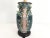 Gorgeous Gucci style glazed ceramic jar lamp by Bradburn Gallery in a deep green glaze with applied flowering branch...