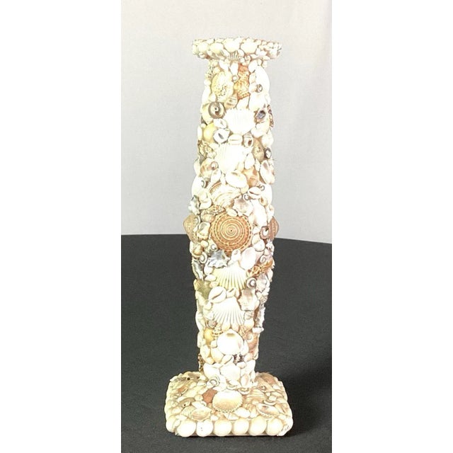 1990s Shell Decorated Pedestal Candlestick For Sale - Image 5 of 11