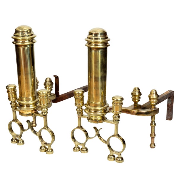 Brass American Late Federal Brass Andirons - A Pair For Sale - Image 8 of 13