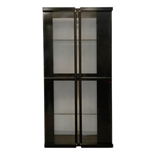 Vintage Black Laquered Wood Display Cabinet by Carlo Scarpa for Bernini, 1970s For Sale