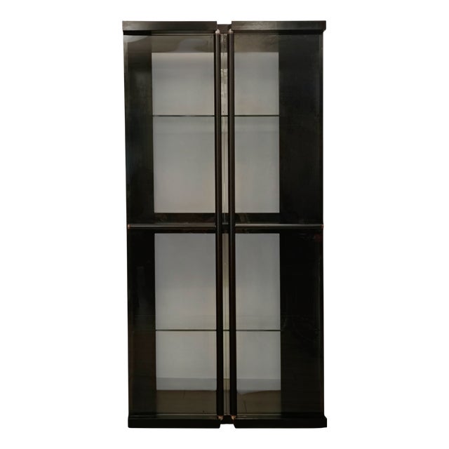 Vintage Black Laquered Wood Display Cabinet by Carlo Scarpa for Bernini, 1970s For Sale
