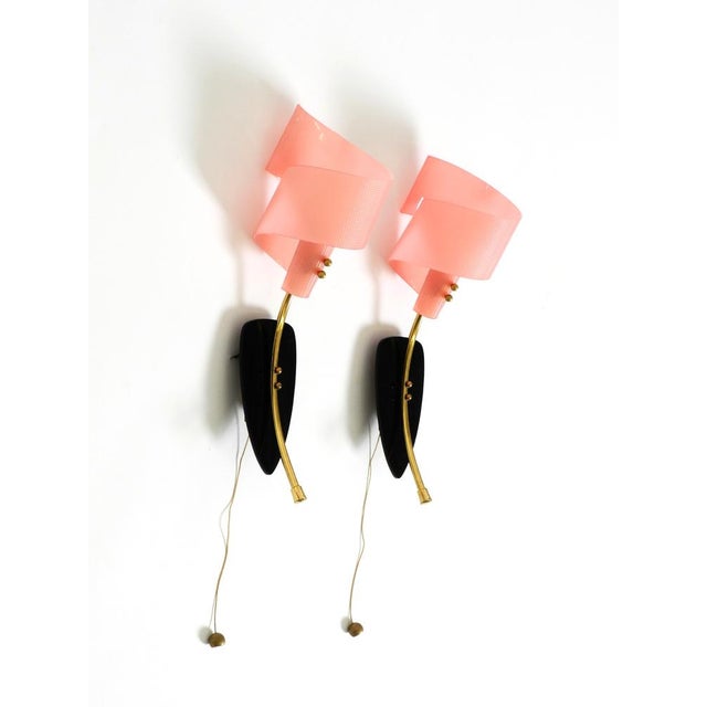 Mid-Century Modern Wall Lamps with Pink Acrylic Glass Shades, 1950s, Set of 2 For Sale - Image 4 of 18