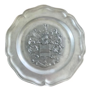 Mid-Century French Les Etains Du Prince Pewter Leuven Heraldic Wall Plate For Sale