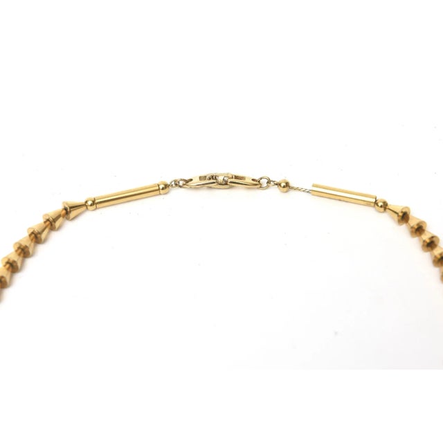 1970s Vintage Signed Napier Gold Plated Reticulated Geometric Long Necklace For Sale - Image 5 of 9