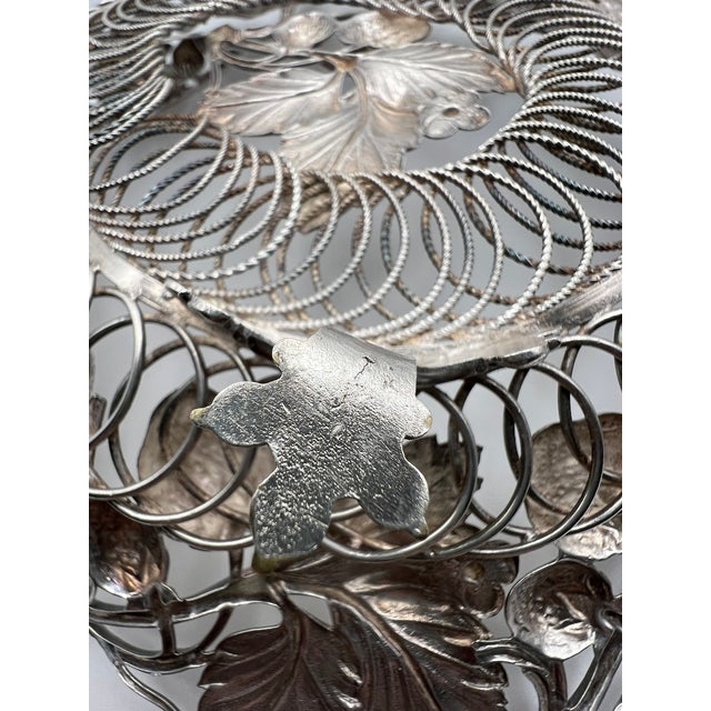 Late 19th Century Victorian English Silver Plated Strawberry Silver Basket With Handle For Sale - Image 12 of 12