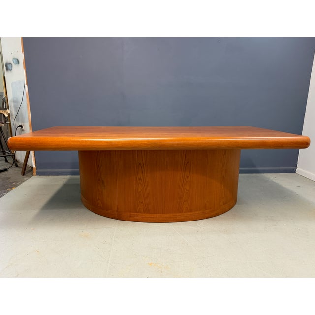 Dyrlund Danish Teak Executive Desk With Rounded Drum Pedestal Base, C. 1970s For Sale - Image 11 of 12
