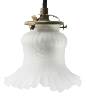 French Flower Glass & Brass Pendant Light