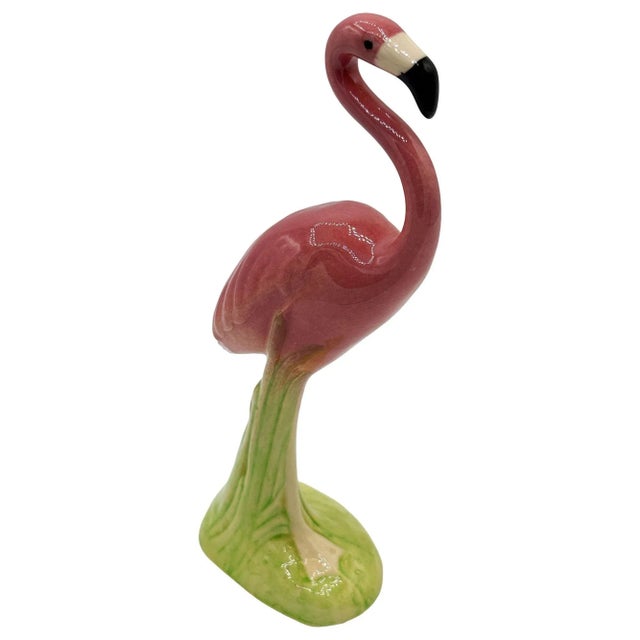 Mid-Century Ceramic Curious Watcher Pink Flamingo Tabletop Statue by Metlox For Sale - Image 4 of 9