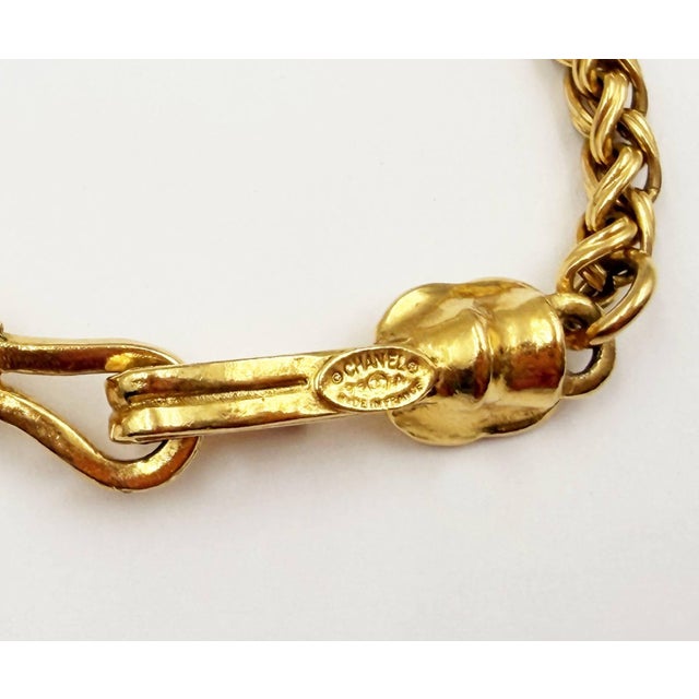 Metal Chanel Vintage Gold Plated Filigree Ball CC Pendant Chain Long Necklace For Sale - Image 7 of 7