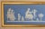 Wedgwood blue dip jasperware bas relief panel, likely late 19th century, and depicting classical women and children at...