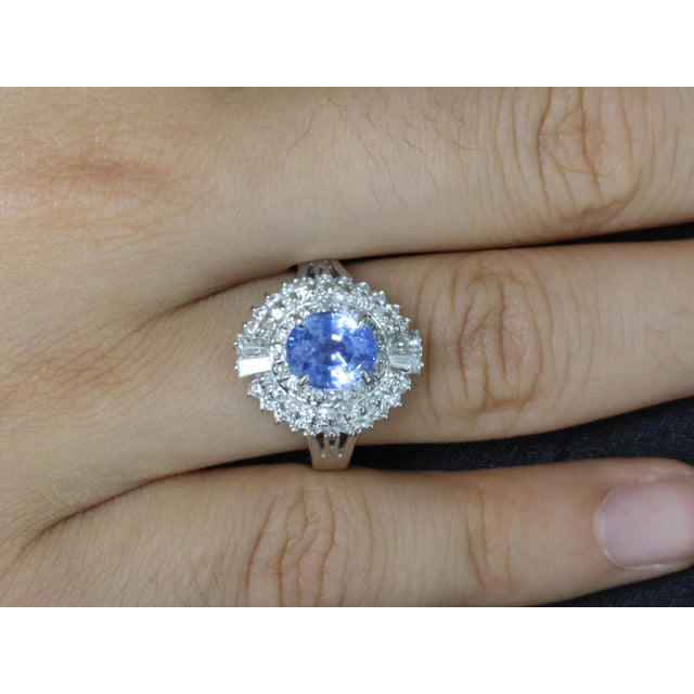 Late 20th Century Rare 2.09ct Gia Ceylon No Heat Sapphire & 0.69ct Diamond Platinum Ring Size 5.25 For Sale - Image 16 of 17