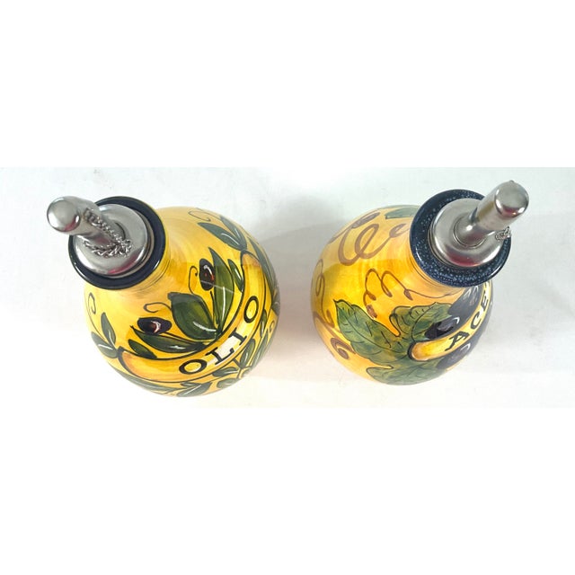1970s Italian – Ceramic Art Pottery, Oil and Vinegar, Cruet Set For Sale - Image 9 of 9