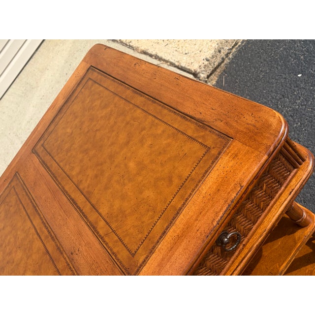 Chocolate Vintage Faux Bamboo British Colonial Desk For Sale - Image 8 of 11