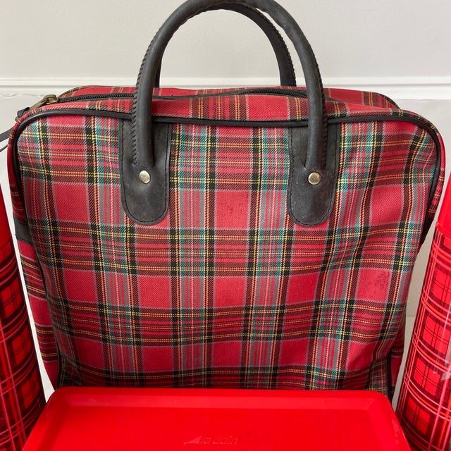 Aladdin Co. Vintage Aladdin Thermos Plaid Bottle & Bag Set- 4 Pieces For Sale - Image 4 of 11
