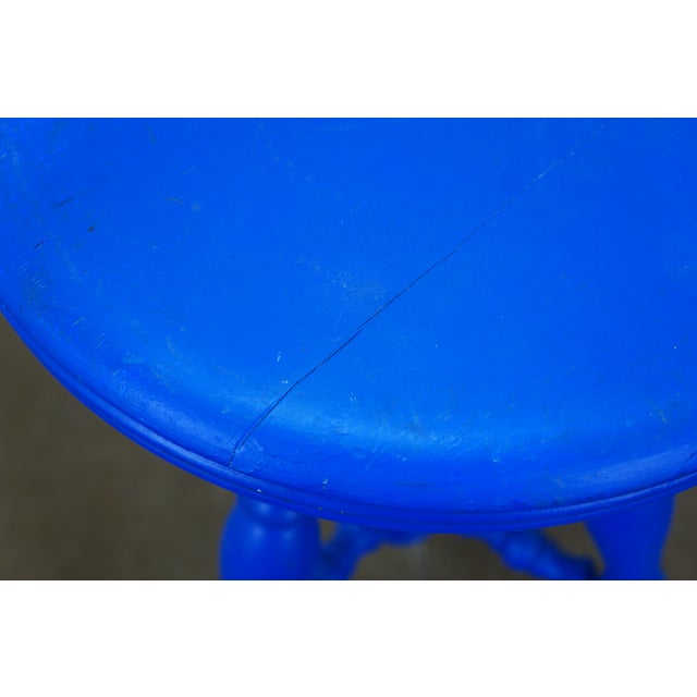 Antique Victorian H Holtzman & Sons Blue Piano Stool Glass Ball & Claw 19" For Sale - Image 12 of 18