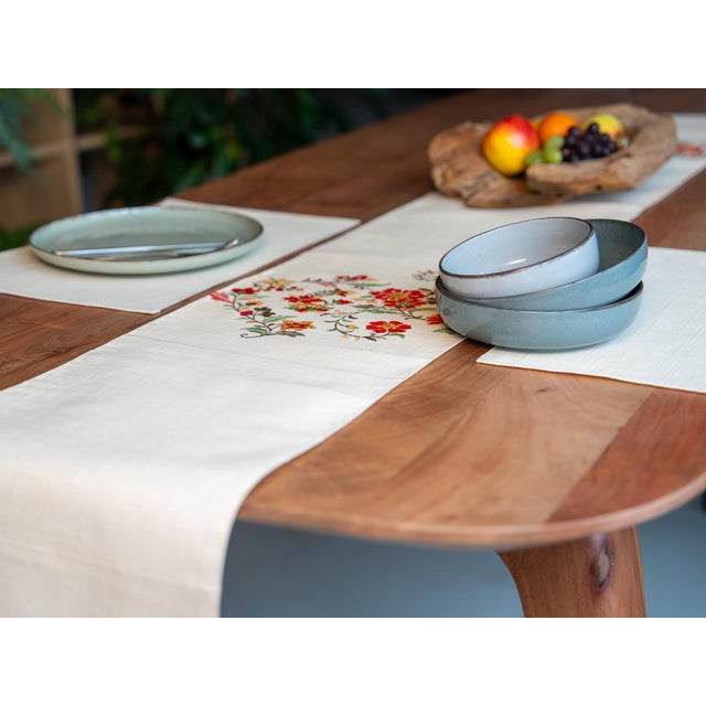 1970s Embroidered Wildflower Silk Runner by Renaras For Sale - Image 5 of 6