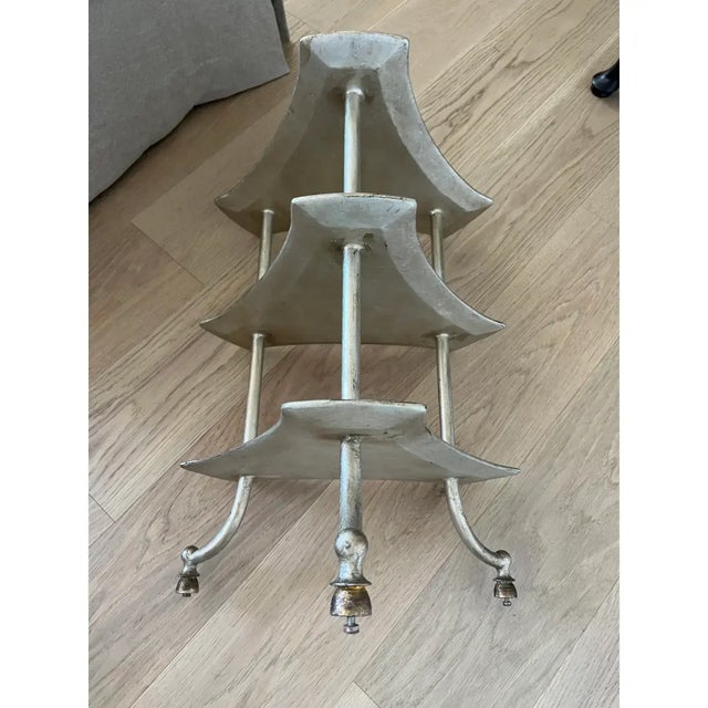 Ornamental & Decorative Materials Jacques Garcia for Baker Furniture 3 Tiered Silver and Gold Leaf Side Table, Attributed For Sale - Image 7 of 7