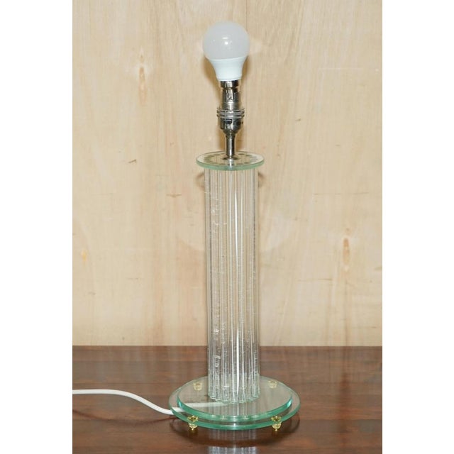Tall Glass and Brass Column Table Lamp For Sale - Image 13 of 14