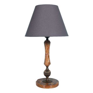 Vintage French Table Lamp in Natural Stone and Brass For Sale