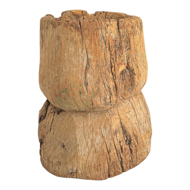 Vintage Rustic Wood Stump Planter For Sale