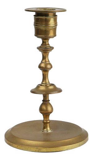 Antique Flemish Copper Disc Candlestick, 15th Century