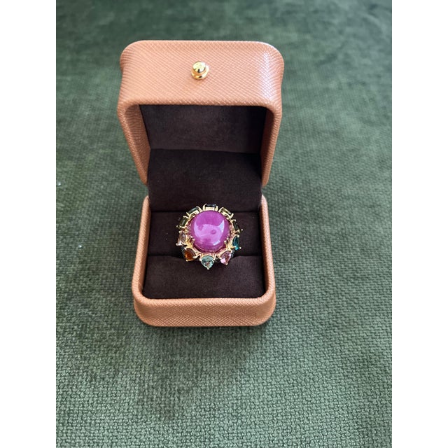 Bochic "Orient" Vintage Natural Ruby & Multi Tourmalines Ring Set In 18K Gold & For Sale - Image 12 of 18