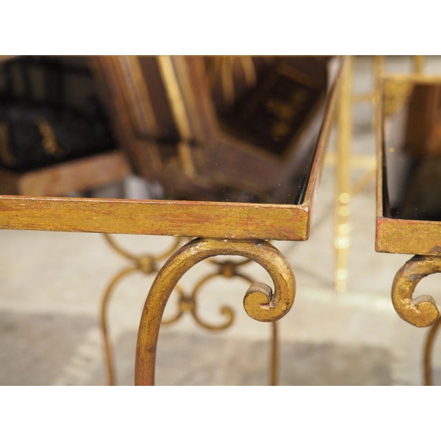 Set of 3 Italian Mid Century Black Mirrored Glass and Brass Nesting Tables For Sale - Image 17 of 18