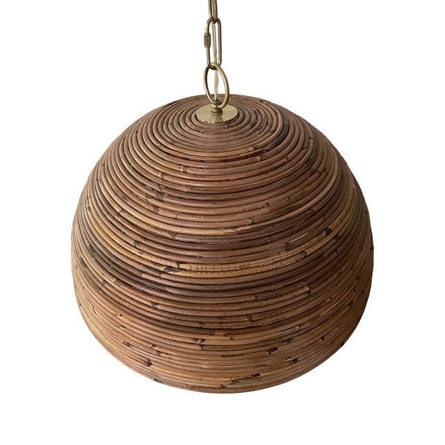 Gorgeous RARE 1970s Gabriella Crespi Rattan Light Pendant An absolutely stunning statement piece. Measurements...