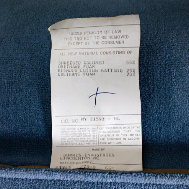 Mid to Late 20th Century Neoclassic Reclining Armchair Blue Chenille Fabric by Burris Industries For Sale - Image 15 of 18