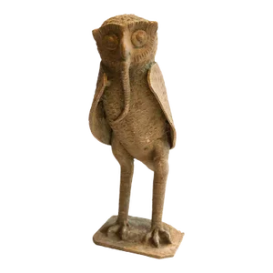Vintage African Owl With Snake Sculpture