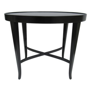 Barbara Barry Collection for Baker Furniture Black Satin Lacquer Oval Shaped Side/End Table For Sale
