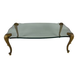 Vintage Mid Century Bronze and Glass Top Table by P. E. Guerin For Sale