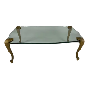 Vintage Mid Century Bronze and Glass Top Table by P. E. Guerin